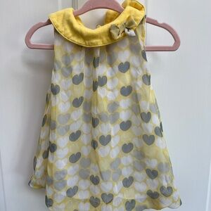 Cutie Pie 6-9M Yellow, White & Gray Heart Sleeveless Flowy Girls Blouse
